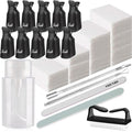Nail Polish Gel Remover Tools Kit, Soak Off Cap Clip 10pcs, Dispenser Bottle, 600PCS Cotton Pads Handle Brushes Finger Separators(Black-Set)