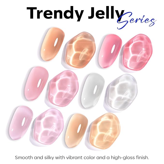 modelones Blue Gel Nail Polish Jelly Translucent Gel Polish Deep Blue Sheer Nails Soak Off LED Nail Lamp Nail Manicure 15 ML