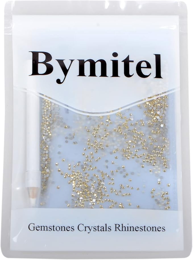2880PCS Art Nail Rhinestones Non Hotfix Glue Fix Round Crystals Glass Flatback for DIY Jewelry Making with one Picking Pen (ss4 2880pcs, Jonquil)