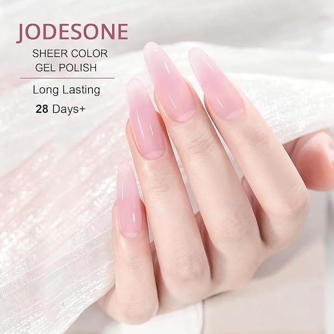 JODSONE 18ml Jelly Gel Nail Polish Crystal Pink for Salon Manicures and Nail Art DIY at Home Sheer Gel Polish Need U V Cured Gift for Women