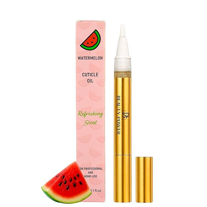 Nail Oil Cuticle Pen - Watermelon - Nail Strengthener & Growth Serum with Vitamin A, D, E, B5, Grapeseed & Natural Oils - Repair for Brittle, Peeling, Thin Nails - Valentine's Gift Idea