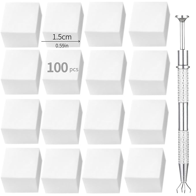Nail Sponges Set for Ombre Gel 0.7inch 1.5CM Big Nail Sponges 100PCS Nail Art Tools Set With Grabbing Pen for person DIY Nails Painting Gradient Colors at Home Nail Technician Salon