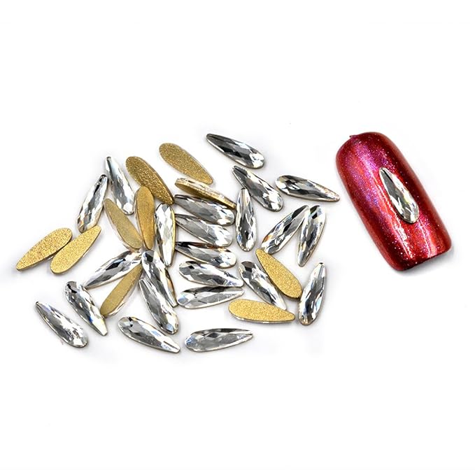 Nail Art Water Drop Rhinestones Flatback 3D Crystal Stones Manicure Decorations Clear Color 50Pcs