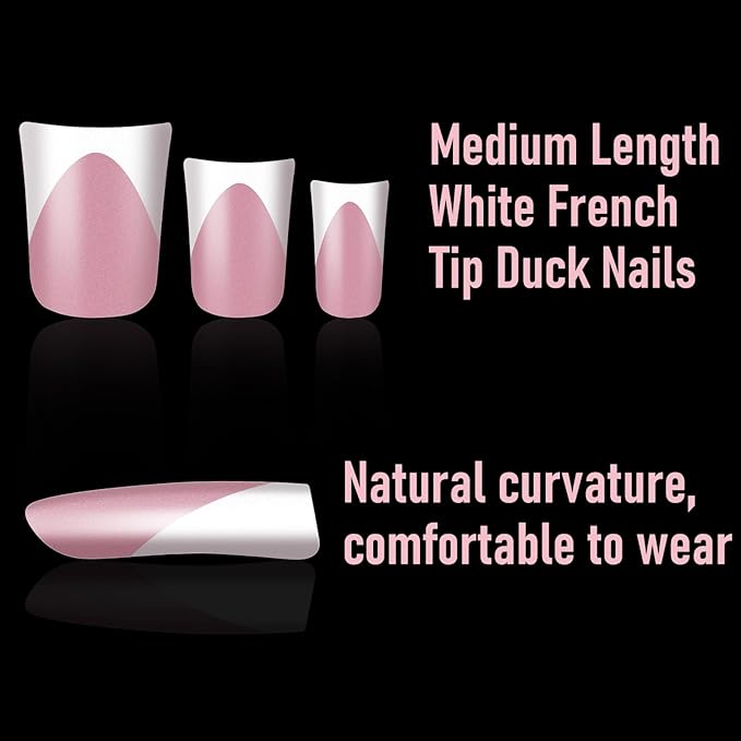 Short Duck Nail Tips French Press on Nails Full Cover Duck Feet Fake Pink Matte False Acrylic Nails for DIY Manicure 12 Sizes 240pcs