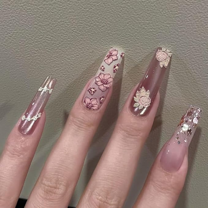 PH PandaHall 3pcs Crystals Nail Stamping Plates, Quartz Crystal Nail Art Templates Brilliant Crystal Stone Stainless Steel Image Plate Art Stencils with Tool for DIY Print Manicures Salon Design