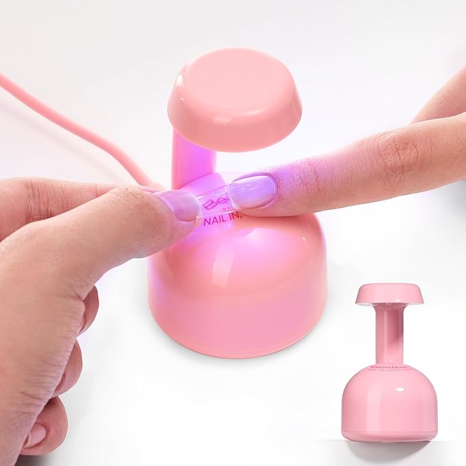 Beetles Mini UV Light for Gel Nails Tips – Small Flash Cure Lamp with Smart Sensor for Easy and Fast Nail Extensions, Cute and Portable UV LED Nail Lamp DIY Manicure Tools, Pink