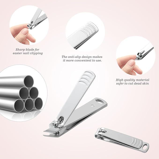Manicure Pedicure Set, Nail Clipper Set 10-Piece Set Professional Manicure Kit Nail Kit with Portable Pink Travel Case Gift for Men Boyfriend Parent