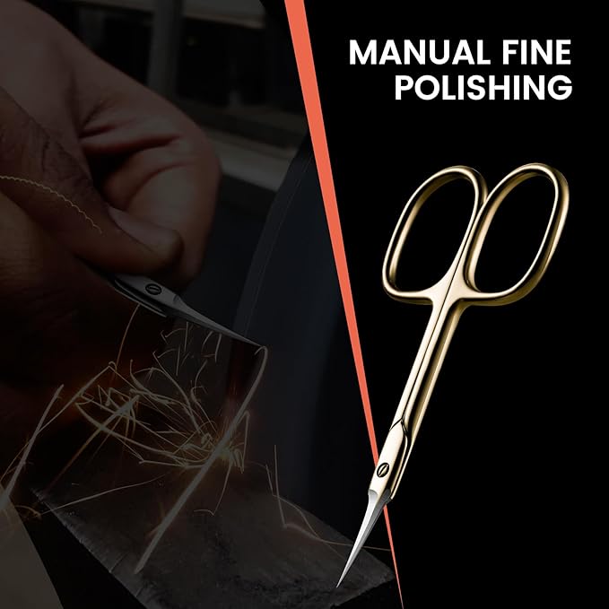 BEZOX Curved Cuticle Scissors - Precision Manicure Scissor Nail Cuticle Trimmer, Professional Stainless Steel Nail Scissors for Cuticle Care, Cuticle Cutter Small Scissors for Women - Golden