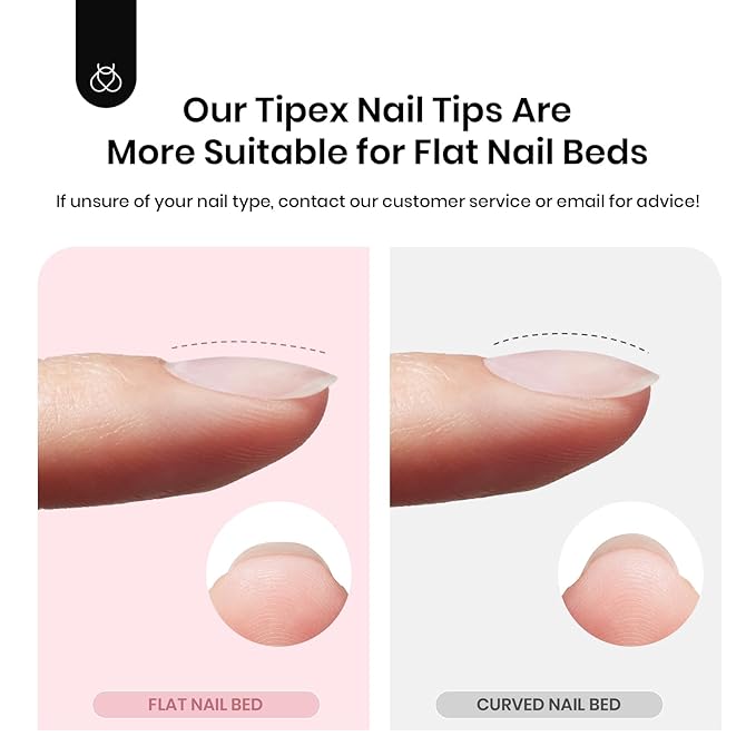 Beetles Tipex Instant Apex Nail Tips,Extra Short Squoval 192Pcs 16 Sizes Pre-Building & Pre-Etched Strong Thick Half Matte Acrylic Nail Tips Full Cover Press on Nails