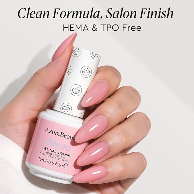 AZUREBEAUTY 6 Colors 15ml HEMA Free Gel Nail Polish Set, Same Color Bottles, Soak Off UV LED Gel Polish Kit Nail Art for DIY at Home Manicure Salon Gifts, Nude Pink Beige Burgundy Red