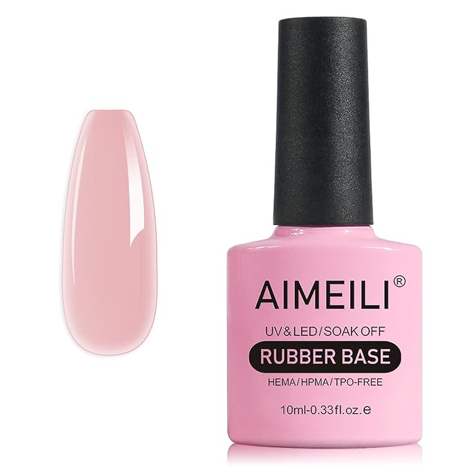 AIMEILI Hema Free Rubber Base Gel For Nails, Soak Off U V LED Clear Sheer Gel Nail Polish, 4 in 1 Nail Strengthen/Enhance/Base Coat/Color - (451) 10ml