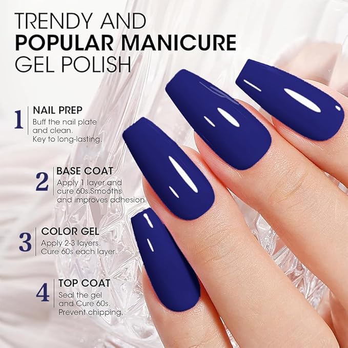 JR Nail Gel Polish 9pcs 15ml Set Blue Winter Serise Gel Polish Kit UV LED Soak Off Polish Nail Art Manicure Salon Diy Home Gift I