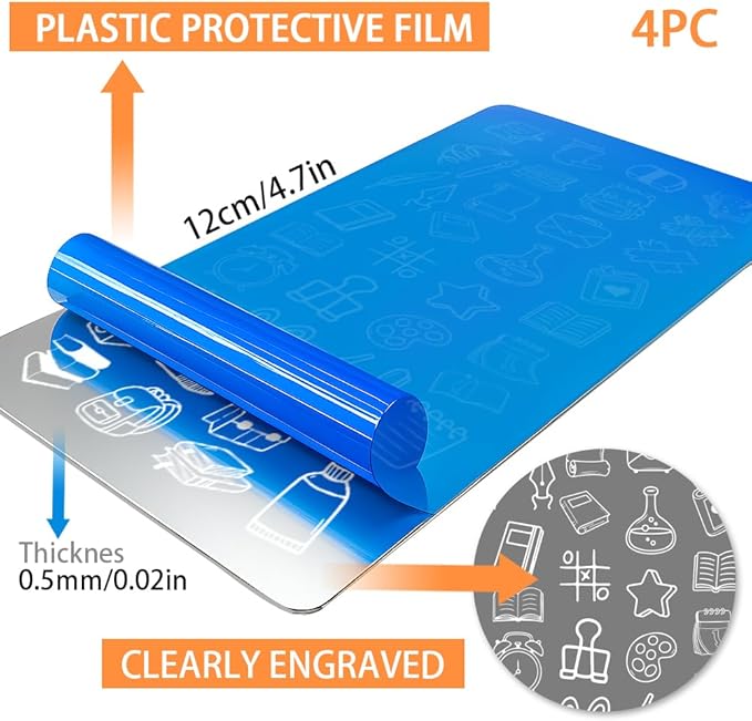PH PandaHall 4pcs Learning Elements Nail Stamp Plate Books Pens Nail Art Template Stationery Notebook Manicures Stamper Line Texture Nails Image Plate for Back to School Manicure Design Decoration