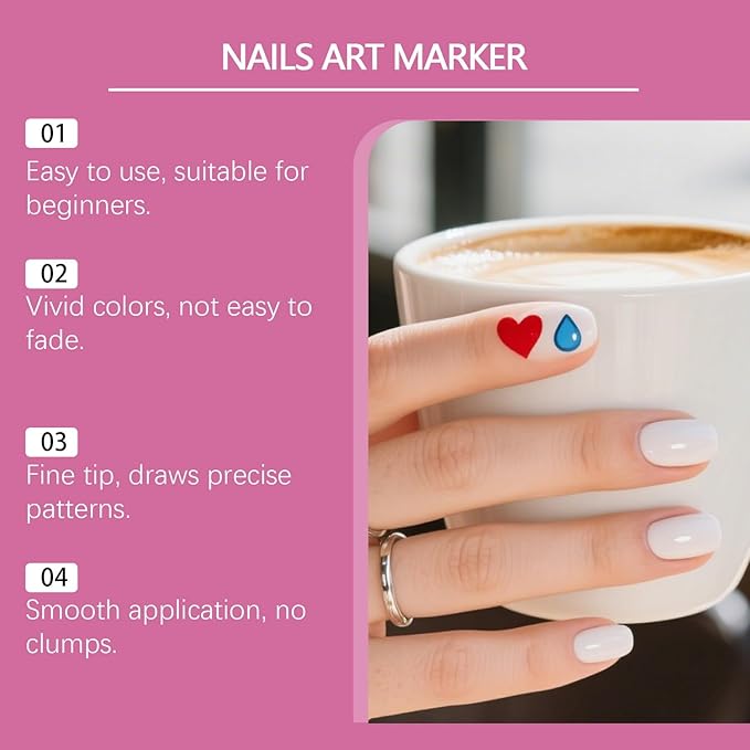 12 Colors Nail Art Pens Set ，1mm Acrylic Nail Art Polish Pen Point Graffiti Dotting Drawing Painting Liner Brush for Art Design DIY Manicure Tools