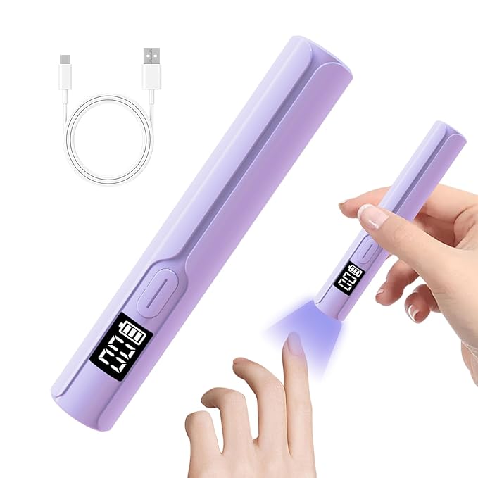 Mini UV Light for Gel Nails, Asimebesty Handheld UV Light for Nails, Portable Rechargeable Nail Dryer with 2 Timers for Fast Curing, USB Cordless LED U V Nail Lamp for Home DIY Nail Salon