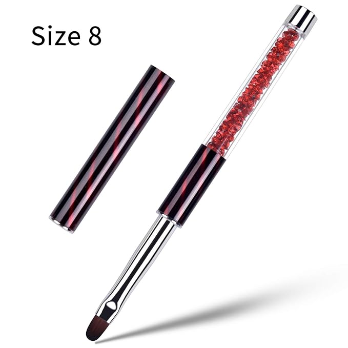 3Pcs Oval UV Builder Gel Nail Brush Set Rhinestone Handle Polygel Hard Gel Nail Art Brushes Professional Nail Art Tools