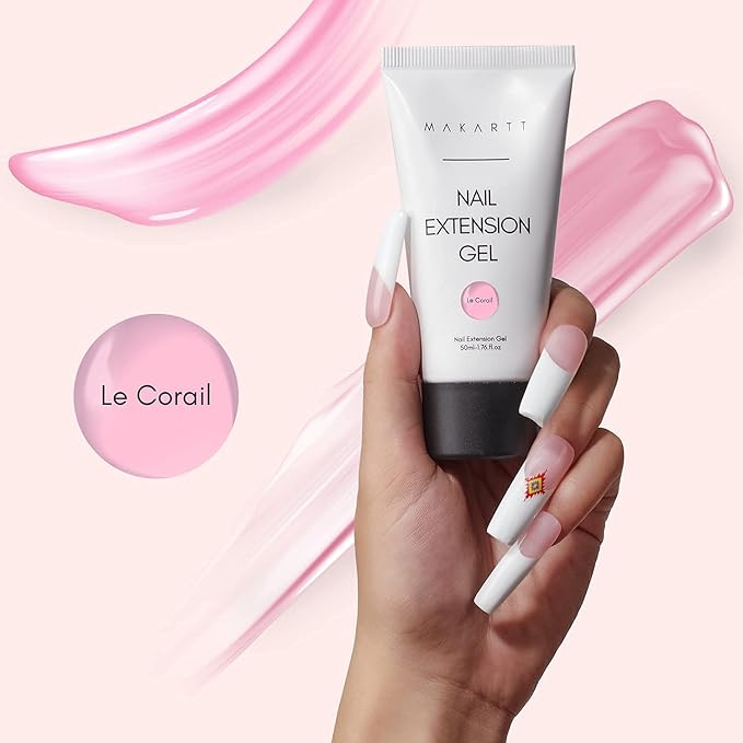 Makartt Pink Poly Nail Gel Bundle with Nail Dehydrator and Nail Primer Kit, Natural Pink Nail Gel 50ML, Nail Dehydrator Protein Bonder Primer Liquid