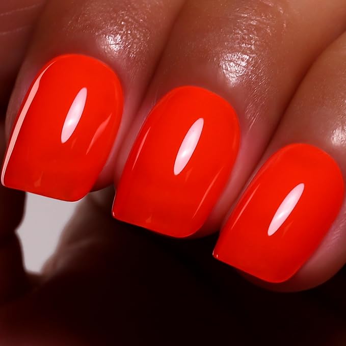 Neon Orange Gel Polish, 0.5 Fl Oz Orange Red Gel Nail Polish Spring Summer Soak Off LED UV Art Starter Manicure Salon DIY Design