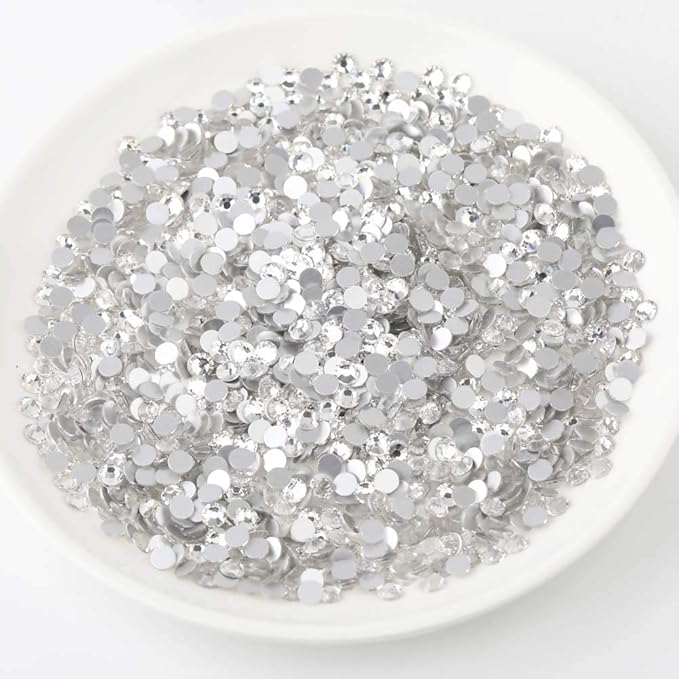 Beadsland 1440pcs Flat Back Crystal Rhinestones Round Gems for Nail Art and Craft Glue Fix, Crystal, SS12, 2.9-3.0mm