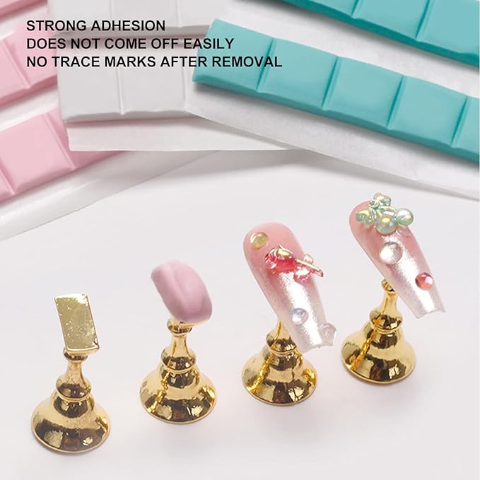 Manicure Clay, Reusable Adhesive Putty for Nails, Removable Nail Art Stand Clay for False Nail Tips Display Practice, 3 Colors DIY Nail Art Sticky Plasticine Non Stick Hand Clays