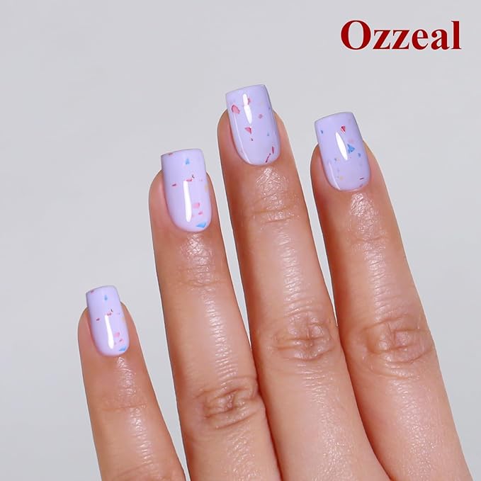Pastel Gel Polish,0.5 Fl Oz Light Purple Flake Glitter Gel Nail Polish Macaron Spring Summer LED UV Speckled Sparkle Art Starter Manicure Salon DIY Nail