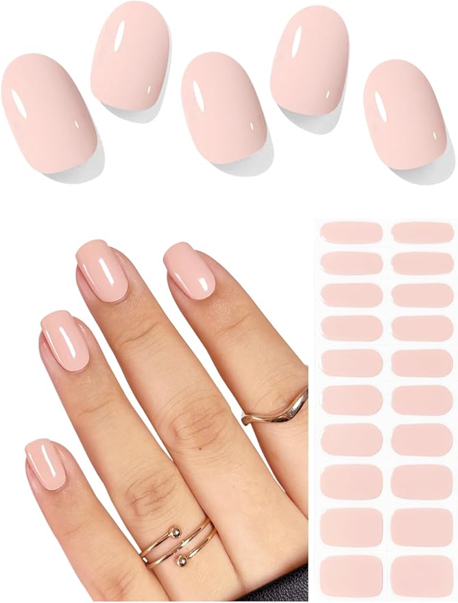 Semi Cured Gel Nail Strips (N Beige), Nude, 20 Pcs Gel Nail Wraps, Stickers, Salon Quality, Long Lasting, Works with Any UV Lamps