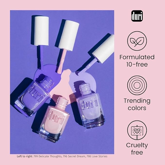 duri Nail Polish, 149 Sweet Sixteen, Lavender Pink Metallic Pearl