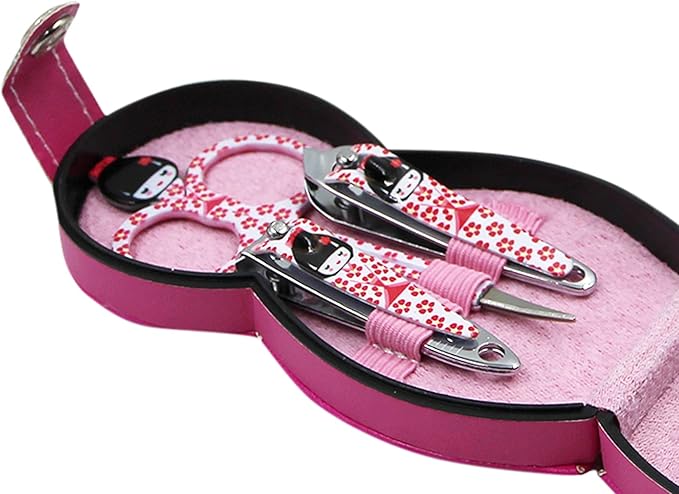 Aibearty Adorable Russian Doll Pattern Stainless Nail Clippers Set of 6Pcs, Professional Grooming Kit, Nail Tools with Luxurious Travel Case