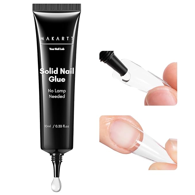 Makartt Hema-Free Semi Solid Nail Glue, New Super Strong Nail Glue for Press On Nails, No UV/Led Lamp Needed, Air-Dry 20s, Fake Tips Adhesion, Upgraded Nail Glues DIY Home Salon Manicure 10ml