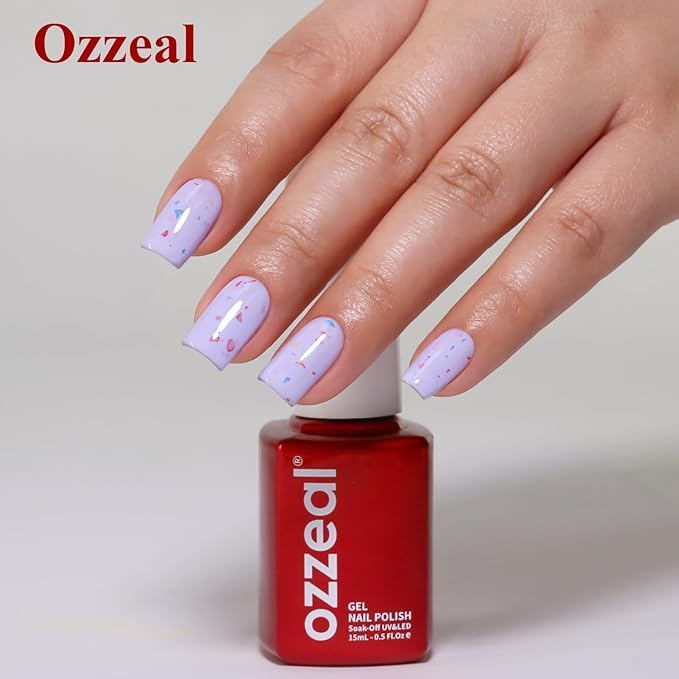 Pastel Gel Polish,0.5 Fl Oz Light Purple Flake Glitter Gel Nail Polish Macaron Spring Summer LED UV Speckled Sparkle Art Starter Manicure Salon DIY Nail