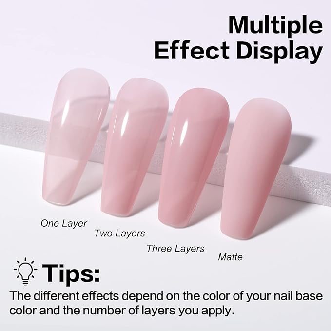 AIMEILI Hema Free Rubber Base Gel For Nails, Soak Off U V LED Clear Sheer Gel Nail Polish, 4 in 1 Nail Strengthen/Enhance/Base Coat/Color - (451) 10ml