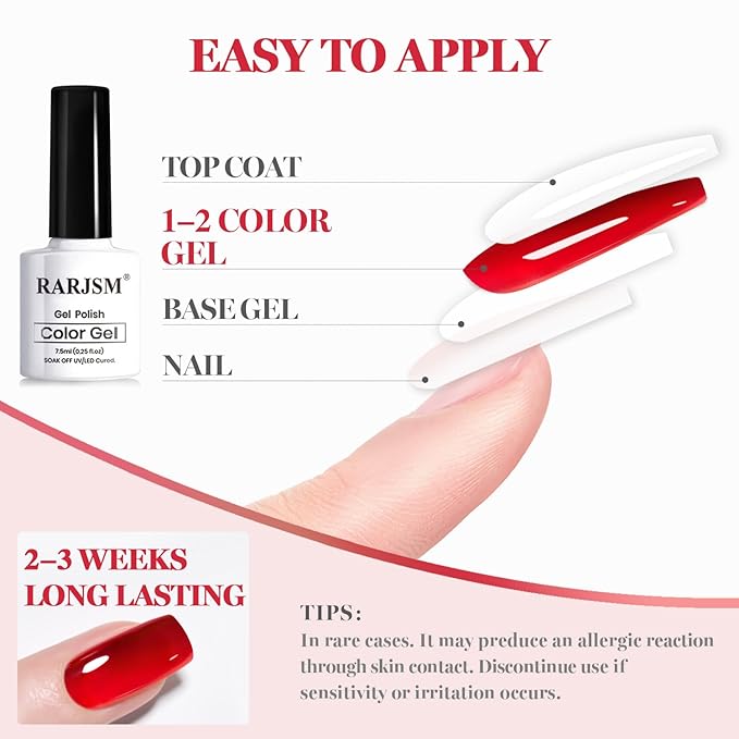 RARJSM Jelly Stained Glass Gel Nail Polish Set 6pcs Clear Glazed Amber Burgundy Cherry Wine Red Glitter Series Crystal Transparent Sheer Gel Varnish Curing Requires Soak off Christmas Manicure