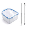 Nail Soaking Bowl, Soak Off Gel Polish Dip Powder Remover Manicure Bowl with Triangle Cuticle Peeler and Stainless Steel Cuticle Pusher Nail Art Tool (Blue-3PCS Set)