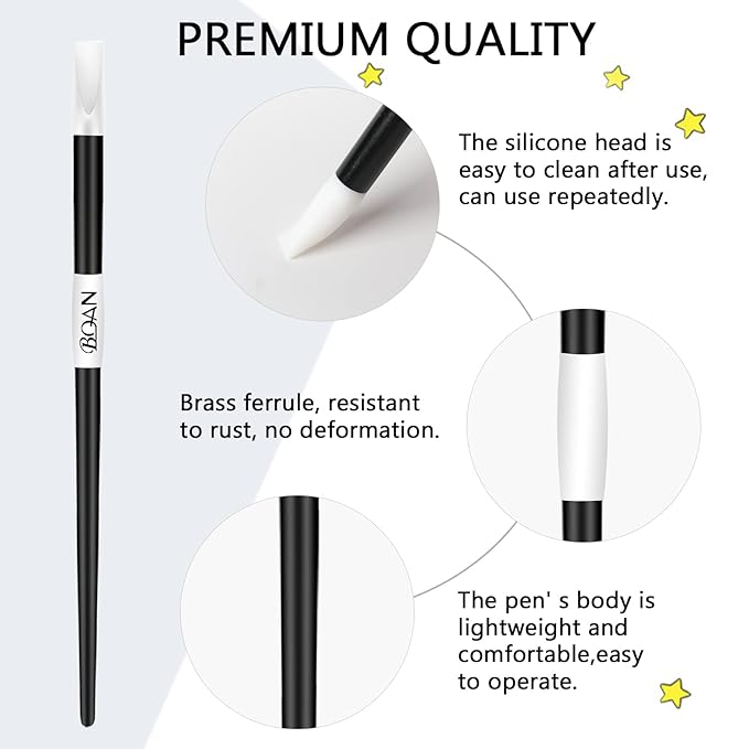 BQAN 5Pcs Nail Art Sculpture Pen, Silicone Nail Art Brushes for Gel, Acrylic Nails, Foil Carving, Drawing & Shaping, Nail Art Tools for Home Salon (Black)