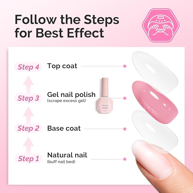 MelodySusie Jelly Gel Nail Polish Set,6 Transparent Colors,Milky or Jelly Texture,Soft Blush Mist Colors Soak Off UV LED Light Cure or Salon Manicure and Nail Art DIY at Home