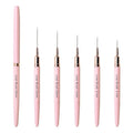 5Pcs Premium Nail Art Brushes Kit - Slim Detail/Dotting/Liner Tools for Acrylic, Gel & Designs (4/8/12/20/25mm) - Salon Quality Pink Set