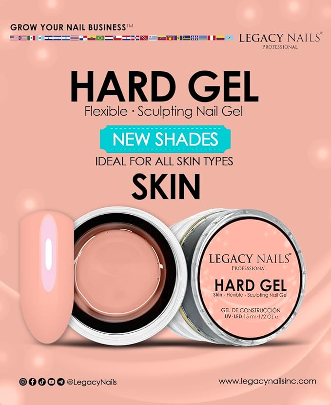 Legacy Nails Hard Builder Gel - Sculpt And Build Nail Extensions - Improve Damaged or Weak Nails - Lightweight, Strong and Long-wear - Professional Quality (Skin)