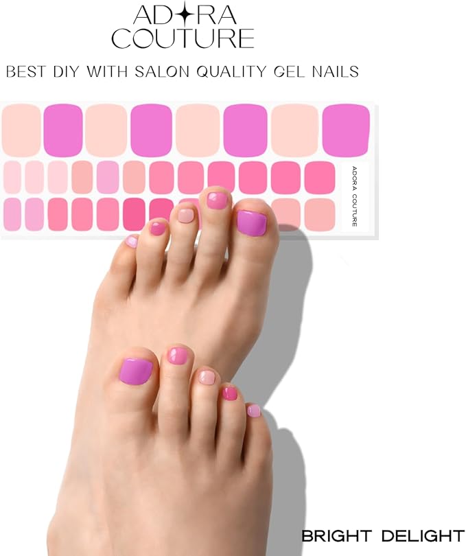 Semi Cured Gel Nail Strips – 32 Pcs Gel Pedicure Stickers - UV Nail Wraps for Toenails, Easy Application, Long Lasting, Salon Quality & UV Light Required - Veri Peri P