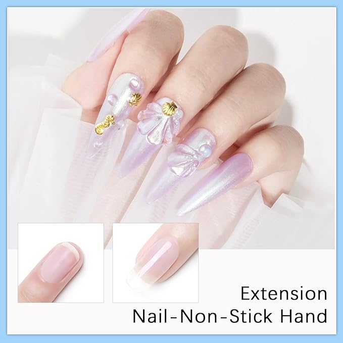 Solid Gel Builder for Nails 50g Large Capacity Clear Non-Stick 3D Carving Gel for Nail art Hand Nail Extension Art Hard Gels for Nails Salon UV Home DIY