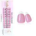 240PC White French Tip Press on Nails Short Fake Nails Press ons with 5*Adhesive Tabs, Pink Almond Acrylic Nail Press on Nail French Tip Nails False Artificial Fingernails Stick on Nails-E