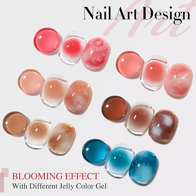 Double Rhythm 2 Pcs 0.5 Oz Blooming Gel Nail Polish Set 15 ml Spreading Effects Clear Gel Nail Polish Kit Nail Art Salon DIY (Bloom Clear)