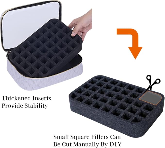 Nail Polish Bag organizer-Holds 40 bottles(15ml-0.5fl.oz)，Nail Polish Carrying Case Clear Multifunctional Cosmetic Travel Cases Makeup Bags Gray