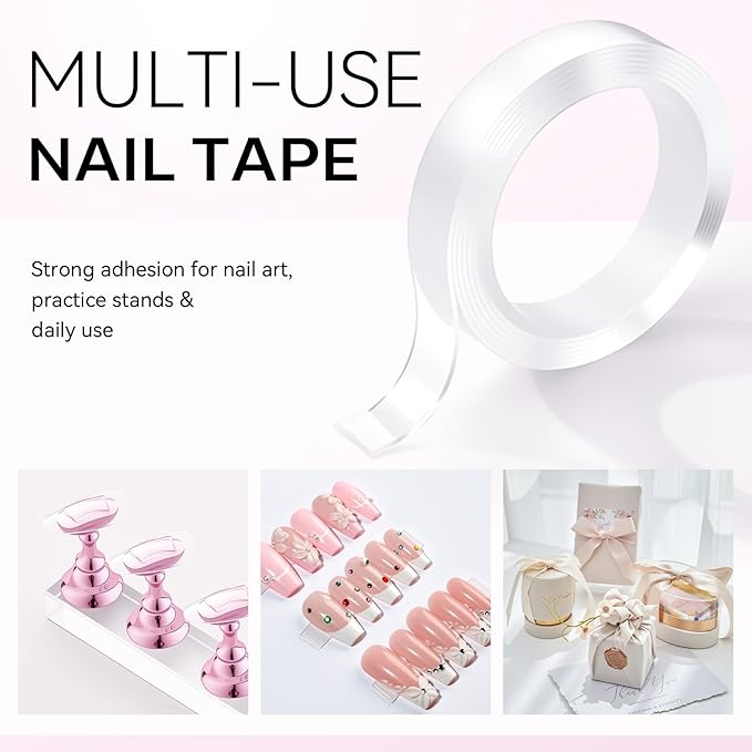 Makartt Nail Stand for Nails Art Display Practice Nail Holder for Painting Nails Stand for False Nail Press On Designs Magnetic Fake Nail Holder with 1M Double-sided Tape For Home DIY Salon Supplies