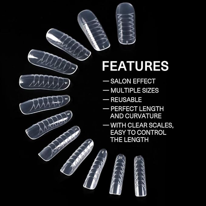 MODELONES Poly Extension Gel Dual Nail Form 120pcs Coffin Nails Clear Ballerina Nail Tips Full Cover