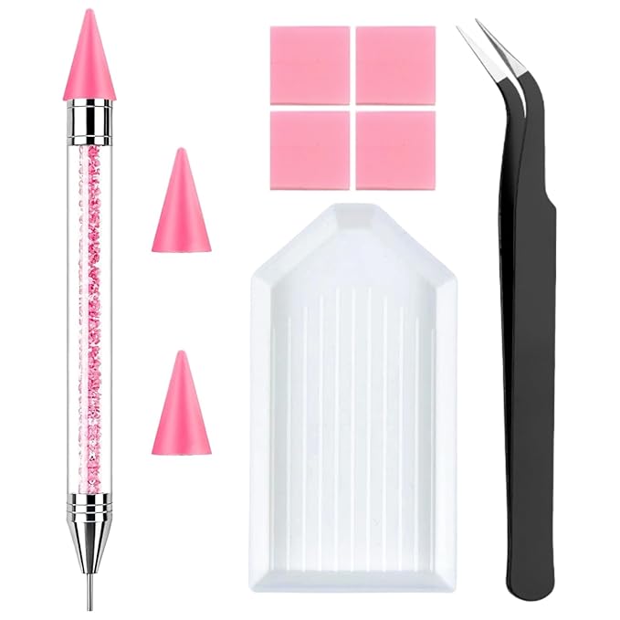 Rhinestone Picker Tool Dotting Pen with 2 Wax Tips, Wax Pencil for Rhinestones, Gem Picker Pen Diamond Jewel Applicator, Rhinestone Tools Kit for Bedazzling DIY Nail Art