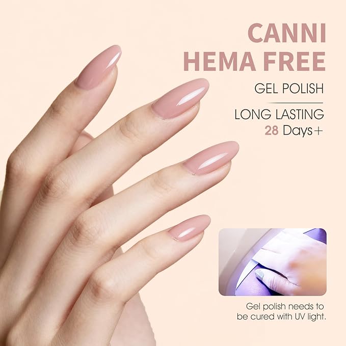 CANNI 6 Colors 9 ML Hema-Free Nude Pink Gel Nail Polish Set, Light Pink Nude Soft Pale Baby Pink Gel Polish Set, Soak Off LED Nail Manicure Kit DIY at Home Salon Gifts