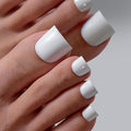 BTArtbox Press On Toenails - Sharp Square Opaque White Toe Nail Press Ons with Glue for Women, Fake Toe Nail Tips in 15 Sizes - 30 Toenails Kit, Ivory White