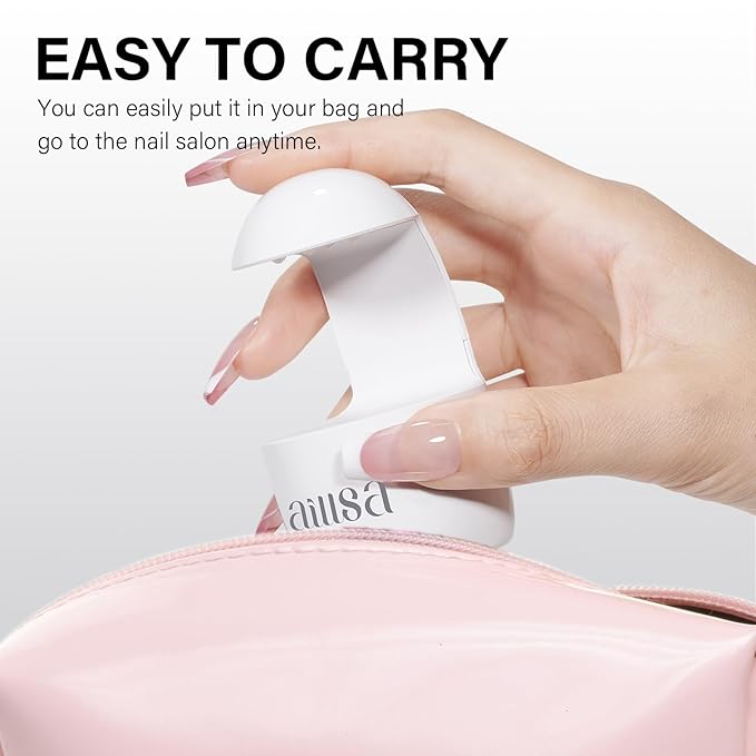 AILLSA Mini UV Light for Gel Nails LED Nail Lamp Flash Cure Lamp Handheld Portable Nail Dryer Single Finger Nail UV Light Rechargeable