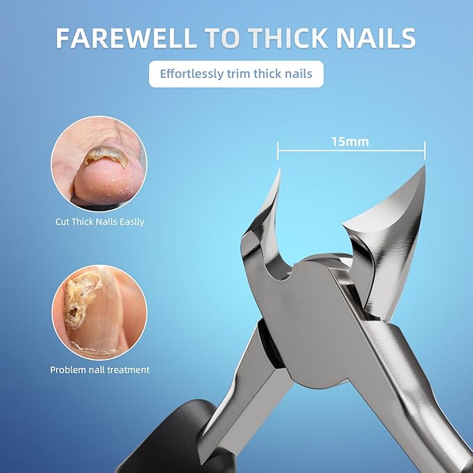 Nail Clippers for Thick & Ingrown Toenails - Sharp Curved Blade & Non-Slip Handle -Toenail Clippers for Men, Women, and Seniors - Professional Heavy-Duty Pedicure Tool Gift