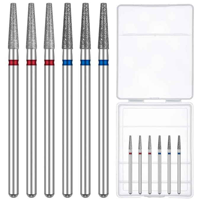 Nail Drill Bits Cuticle Nail Drill Bit Tapered Barrel Cuticle Drill Bits with Storage Case,3/32 Shank Efile Bits for Nail Prep and Manicure Pedicure Tools(Fine&Medium)